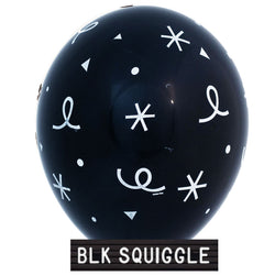 Helium-filled 11" - Black Squiggle