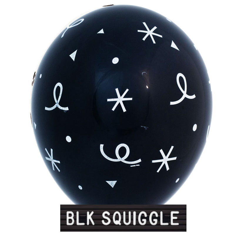 Helium-filled 11" - Black Squiggle