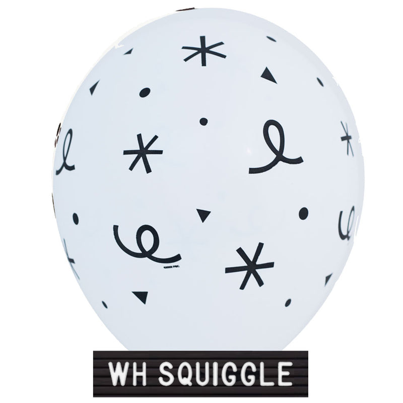 Helium-filled 11" - White Squiggle