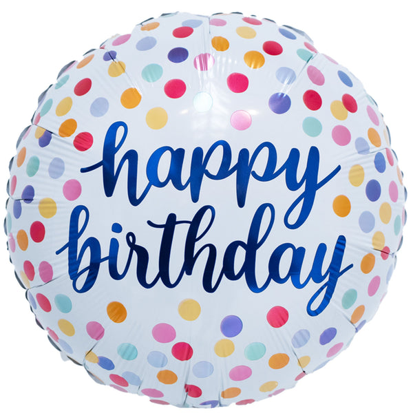 18" Birthday Color Dot - White