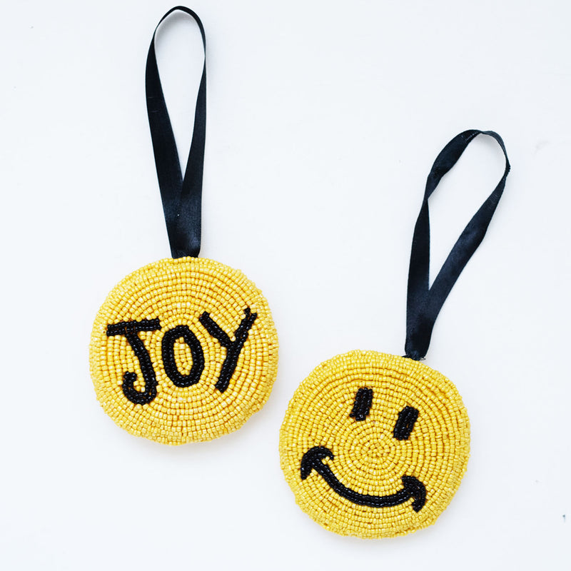 Yellow Smile Beaded Puff