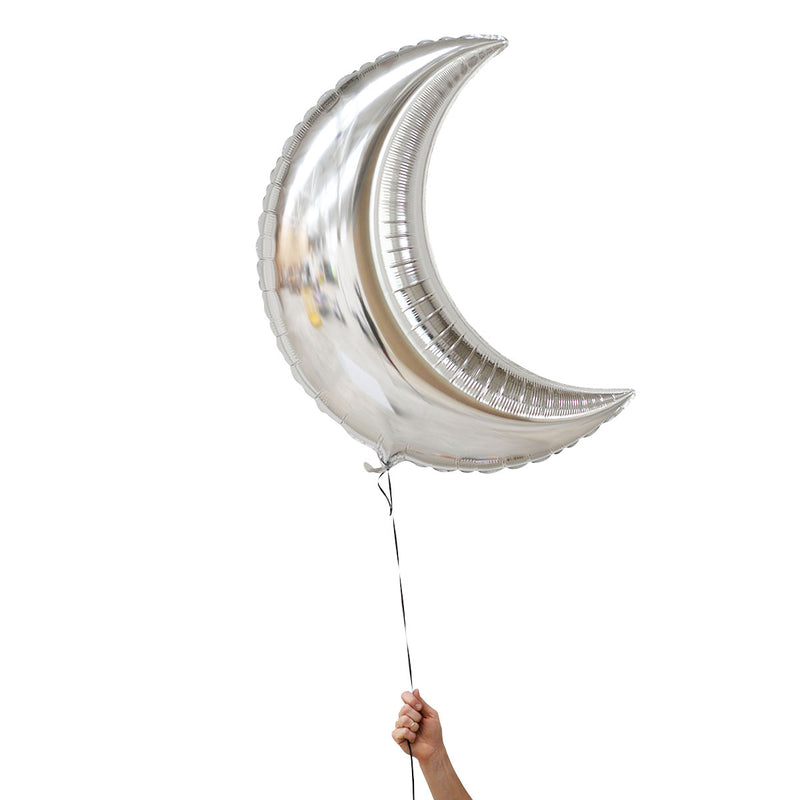 silver crescent moon foil balloons