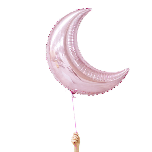 pink crescent moon foil balloons