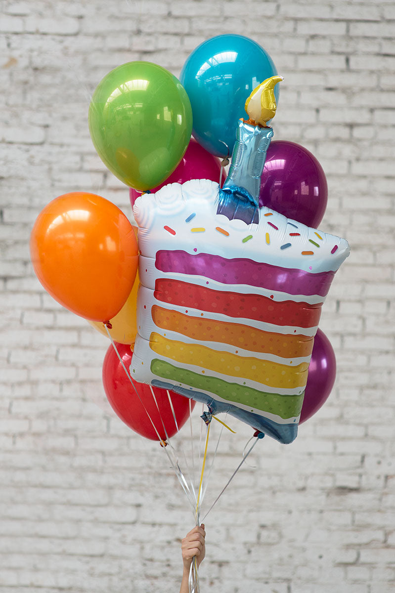 birthday cake foil balloon bouquet