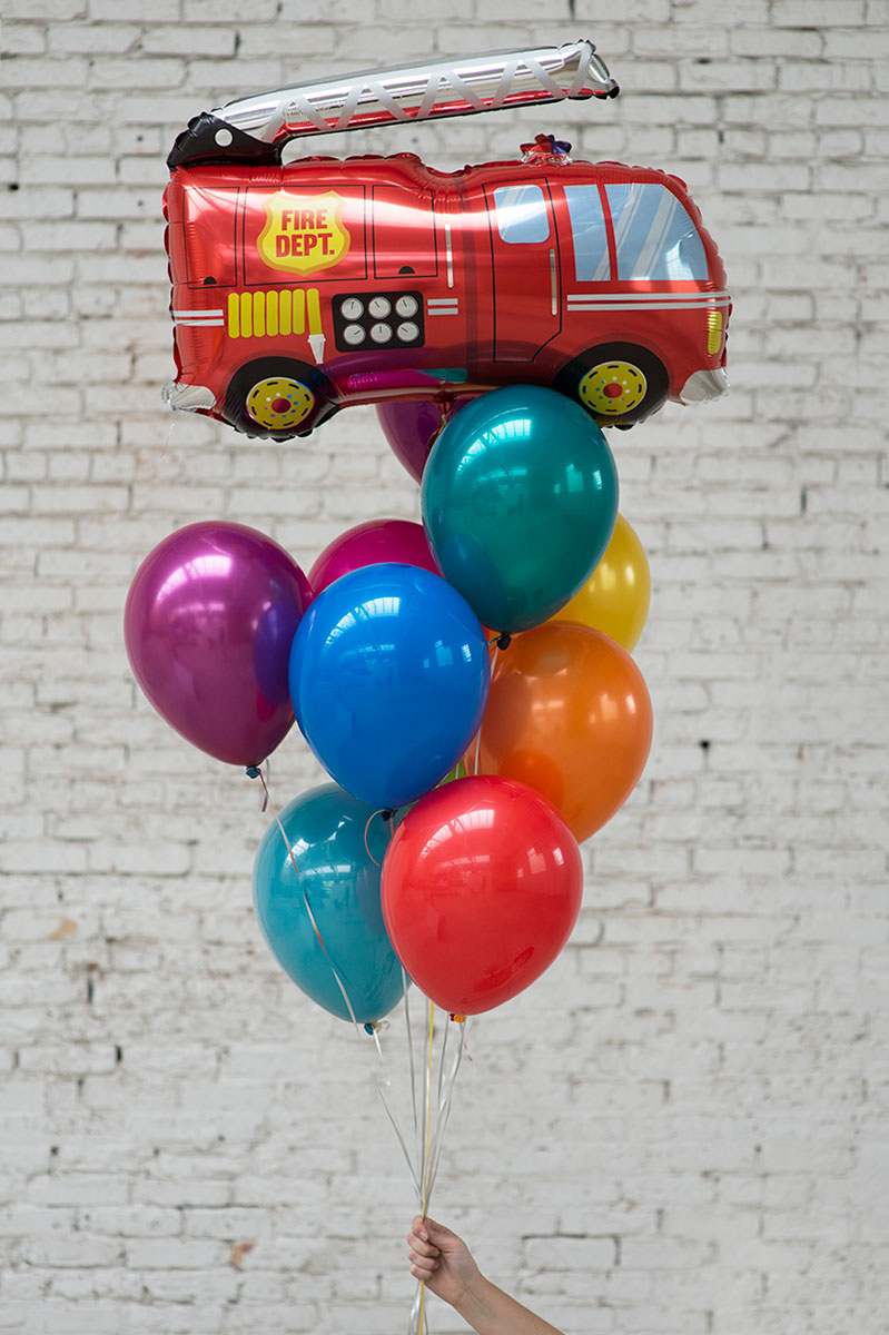 firetruck foil balloon bouquet