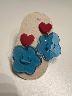 Smiley cloud acrylic earrings