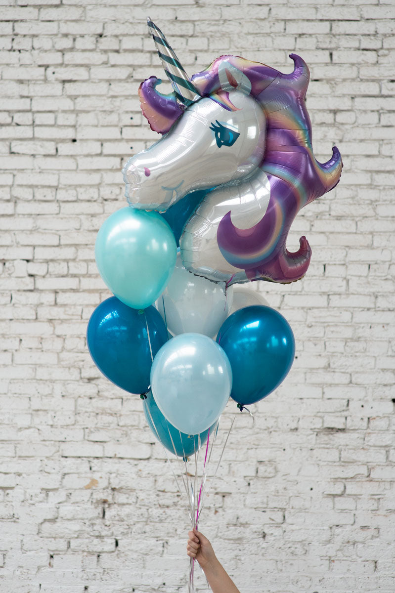 purple unicorn foil balloon bouquet