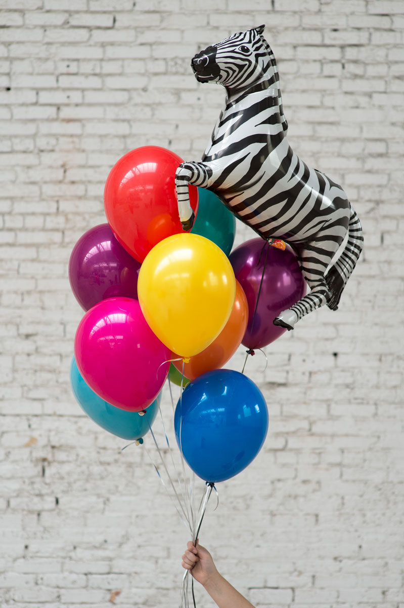 zebra foil balloon bouquet