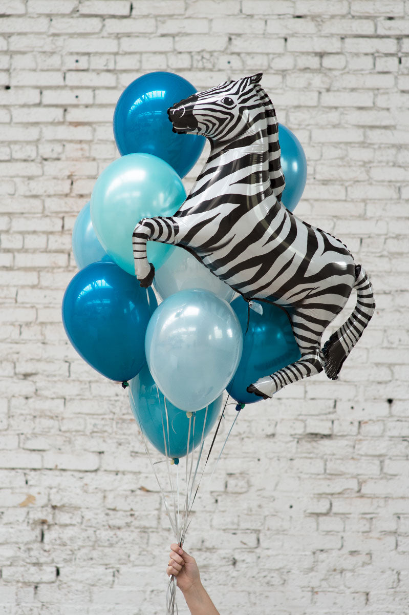 zebra foil balloon bouquet