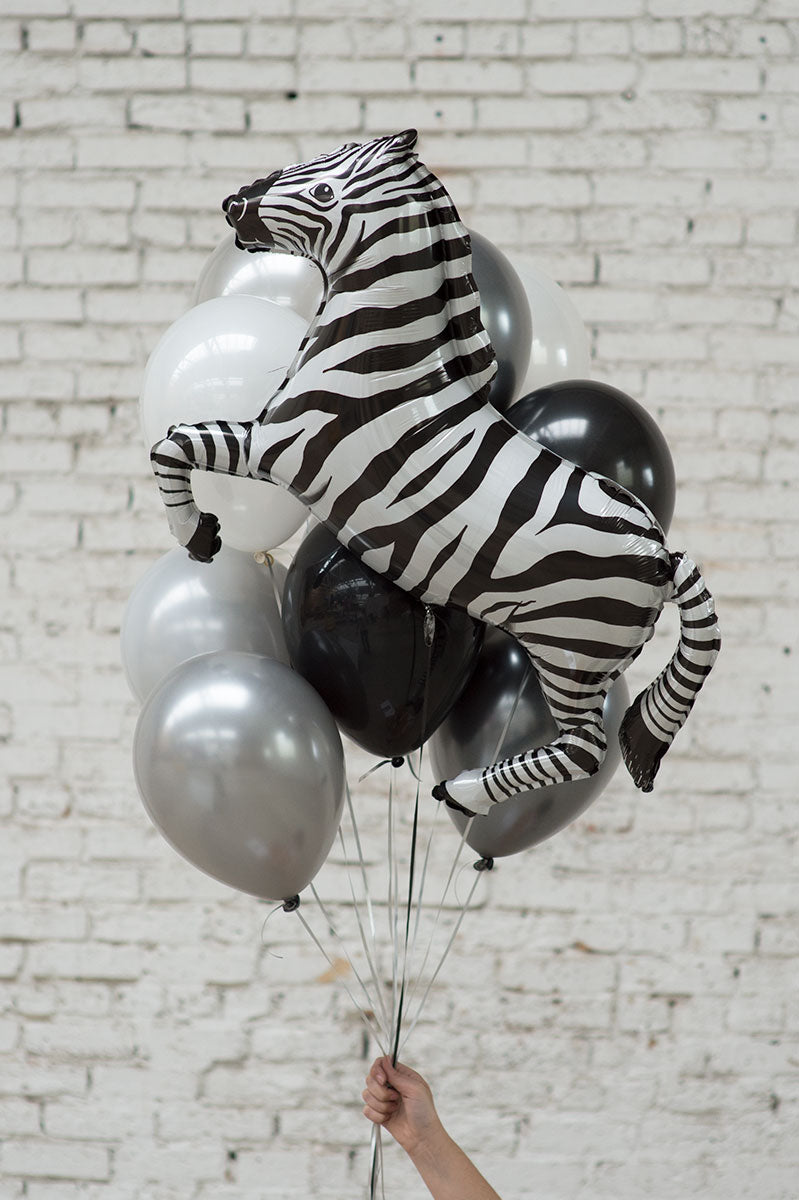 zebra foil balloon bouquet