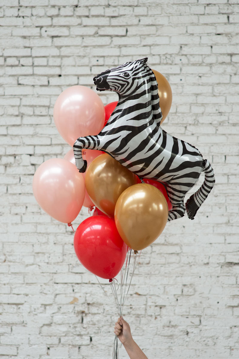 zebra foil balloon bouquet